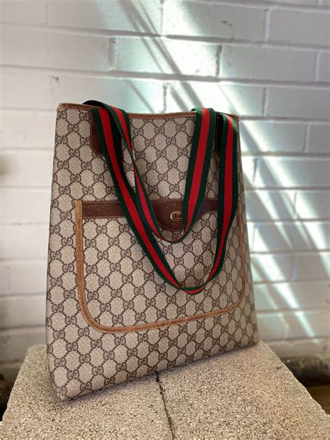 vintage gucci webbed xl tote|gucci handbags 1950s.